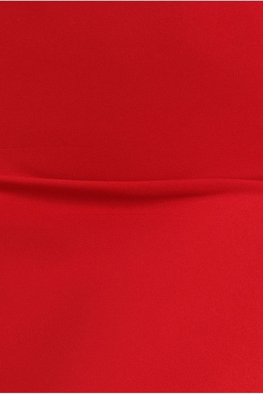 Goddiva Diamante Embellished Heart Brooch Scuba Maxi Dress - Red