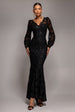 Goddiva Embroidered Lace Scalloped Edge Maxi Dress - Black