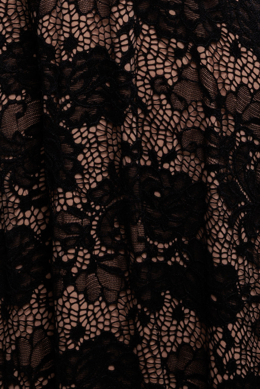 Goddiva Scalloped Lace A-line Midi Dress - Black