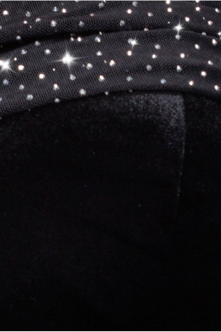 Goddiva Off Shoulder Hotfix Diamante Wing Velvet Maxi Dress - Black