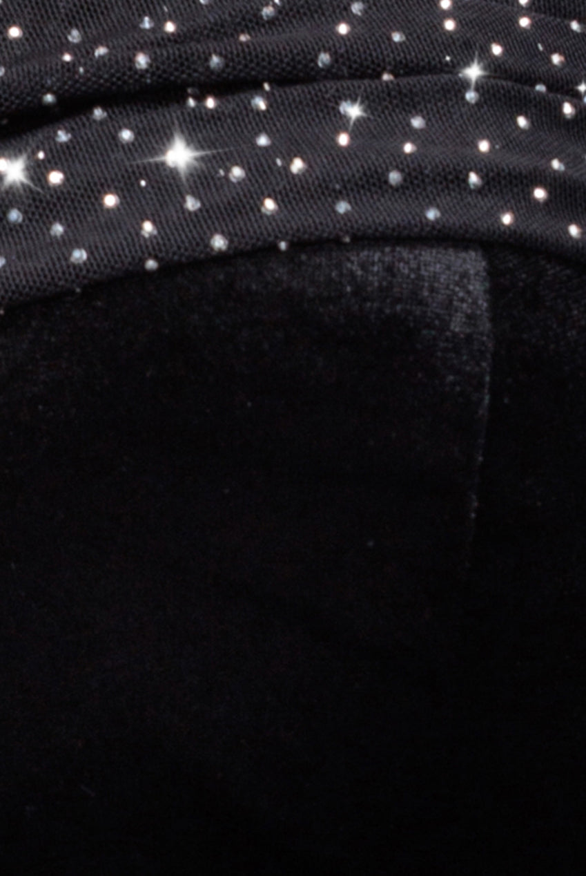 Goddiva Off Shoulder Hotfix Diamante Wing Velvet Maxi Dress - Black