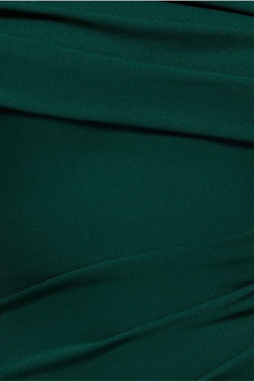Goddiva Scuba Crepe Pleated Drop Shoulder Midi Dress - Emerald Green