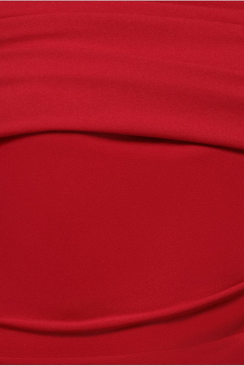 Goddiva Scuba Crepe Pleated Drop Shoulder Midi Dress - Red