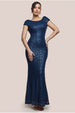 Goddiva Cowl Back Sequin Maxi Dress - Navy