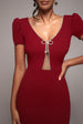 Goddiva Diamante Embellished Bow Scuba Crepe Maxi Dress - Wine