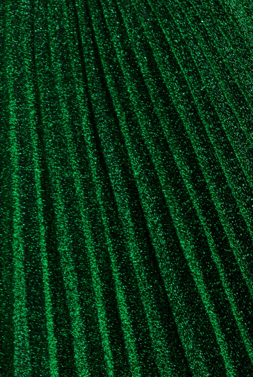 Goddiva Sleeveless Pleated A Line Lurex Maxi Dress - Emerald Green