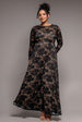 Goddiva Plus Scalloped Lace A-Line Maxi Dress - Black