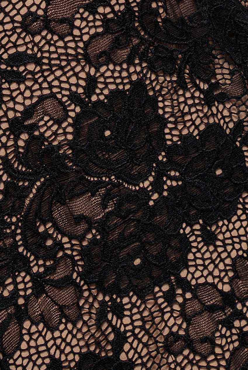 Goddiva Plus Scalloped Lace A-Line Maxi Dress - Black