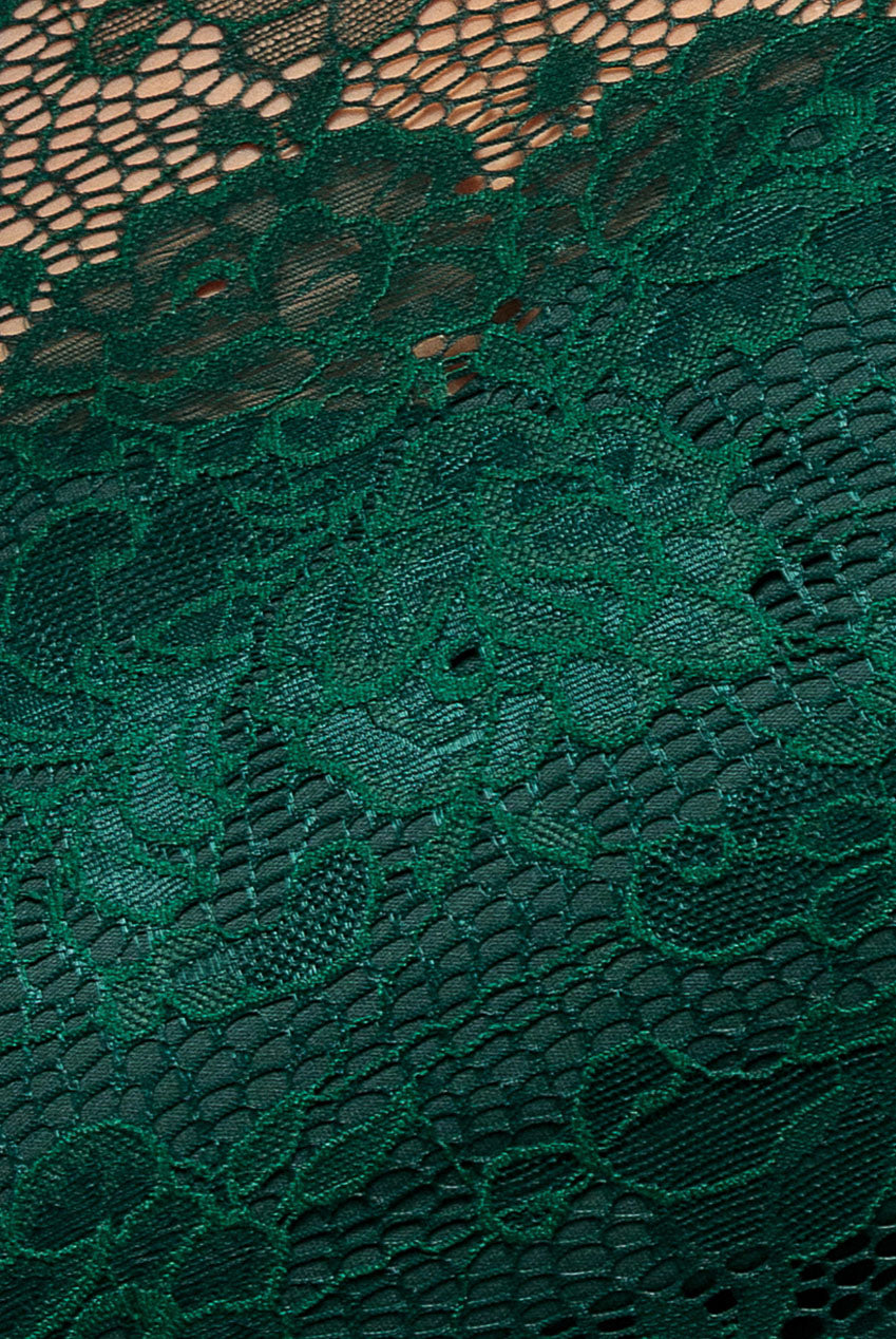 Goddiva Scalloped Lace A-Line Maxi Dress - Emerald Green | Plus