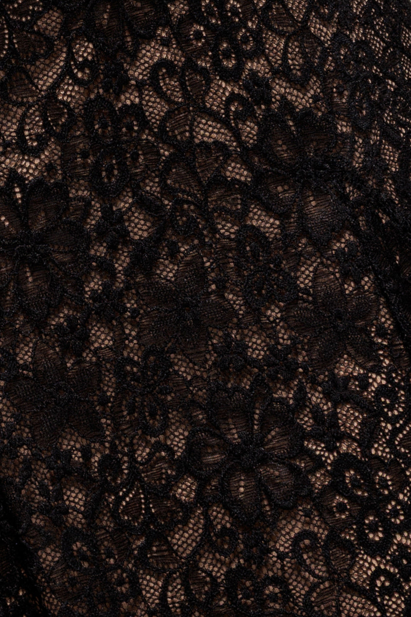 Goddiva Flutter Sleeve Lace A-Line Midi Dress - Black