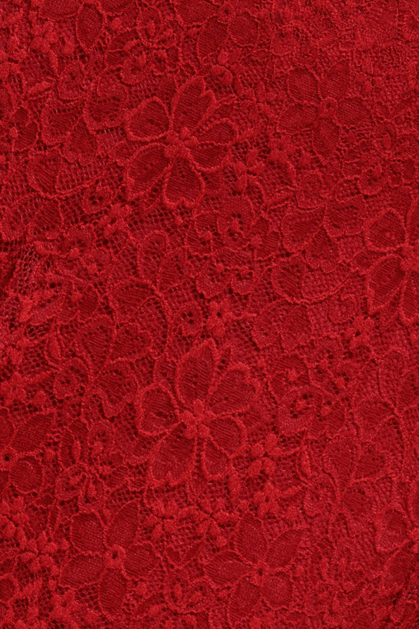 Goddiva Flutter Sleeve Lace A-Line Midi Dress - Red