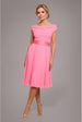 Goddiva Cowl Neck Pleated A-Line Chiffon Midi Dress - Coral