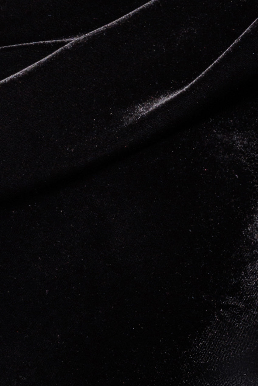 Goddiva Cowl One Shoulder Velvet Maxi Dress - Black