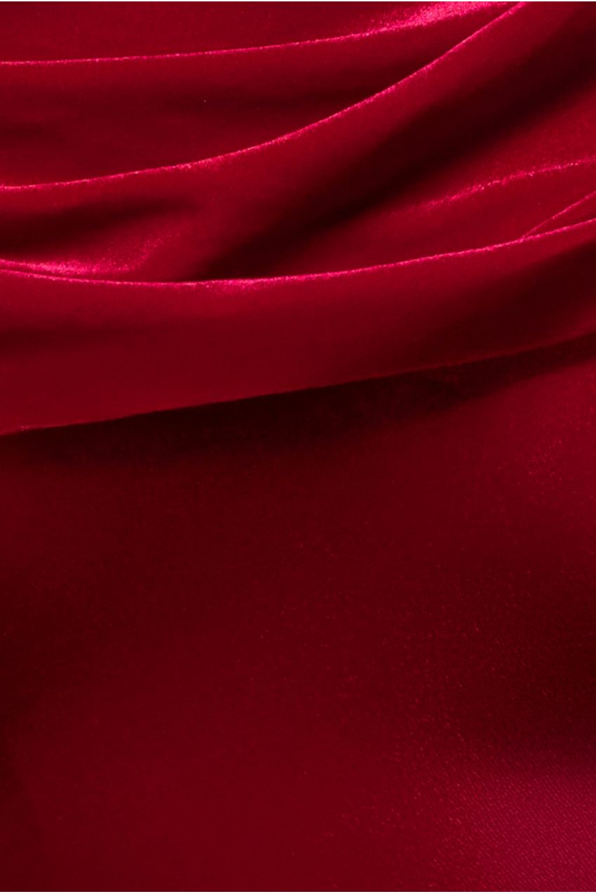 Goddiva Cowl One Shoulder Velvet Maxi Dress - Red