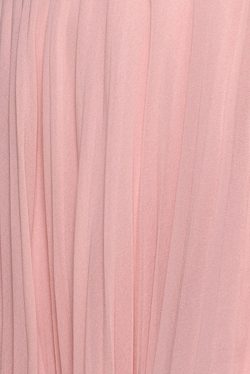 Goddiva Cowl Neck One Shoulder A Line Chiffon Maxi Dress - Blush Pink