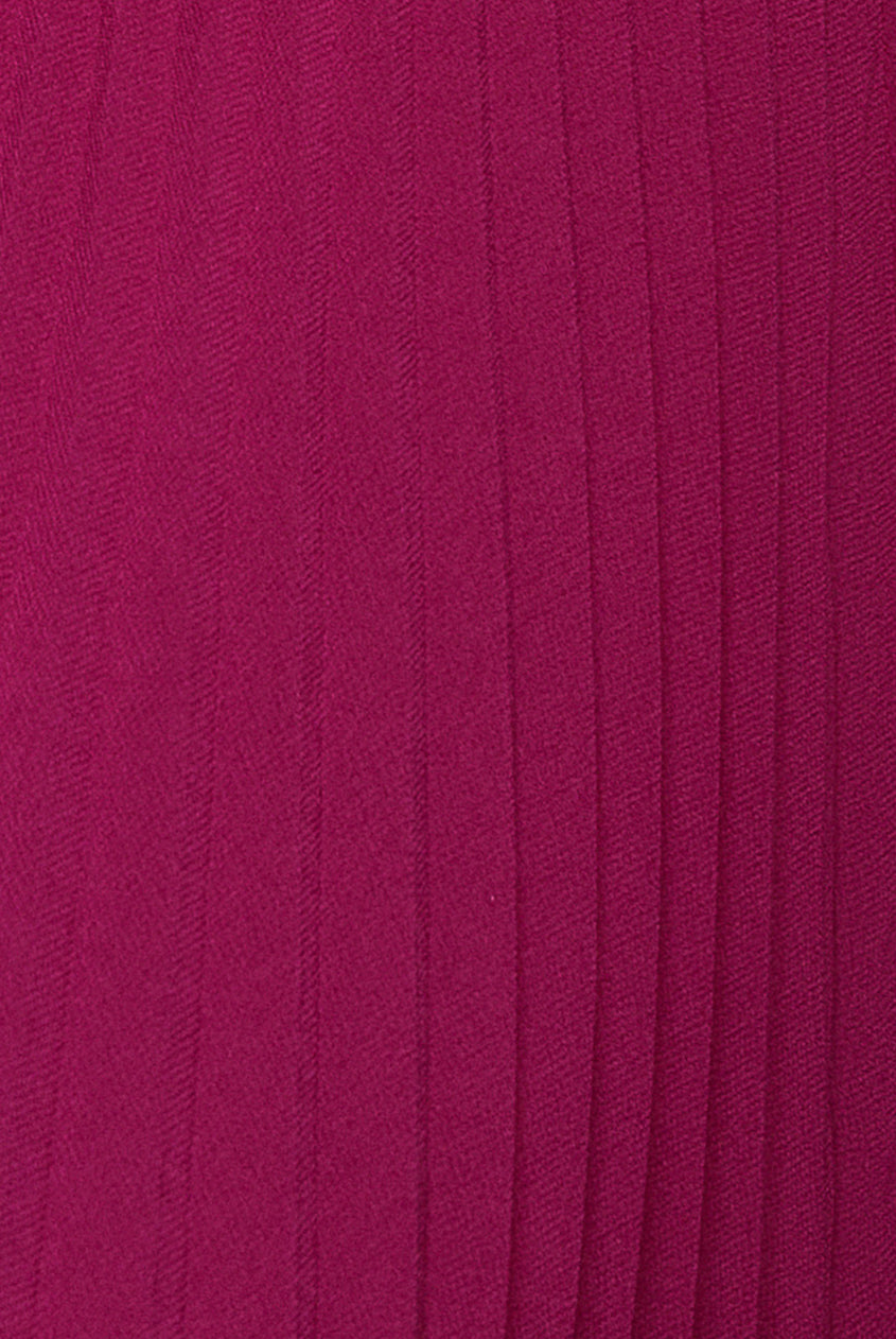 Goddiva Cowl Neck One Shoulder A Line Chiffon Maxi Dress - Magenta