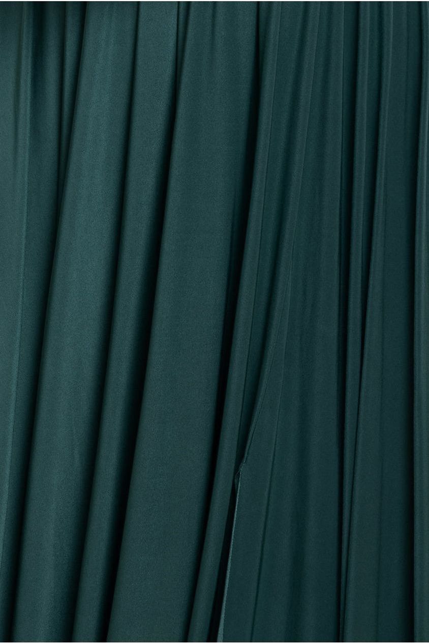 Goddiva Plus Gathered Bardot Bodice Front Split Maxi Dress - Emerald Green