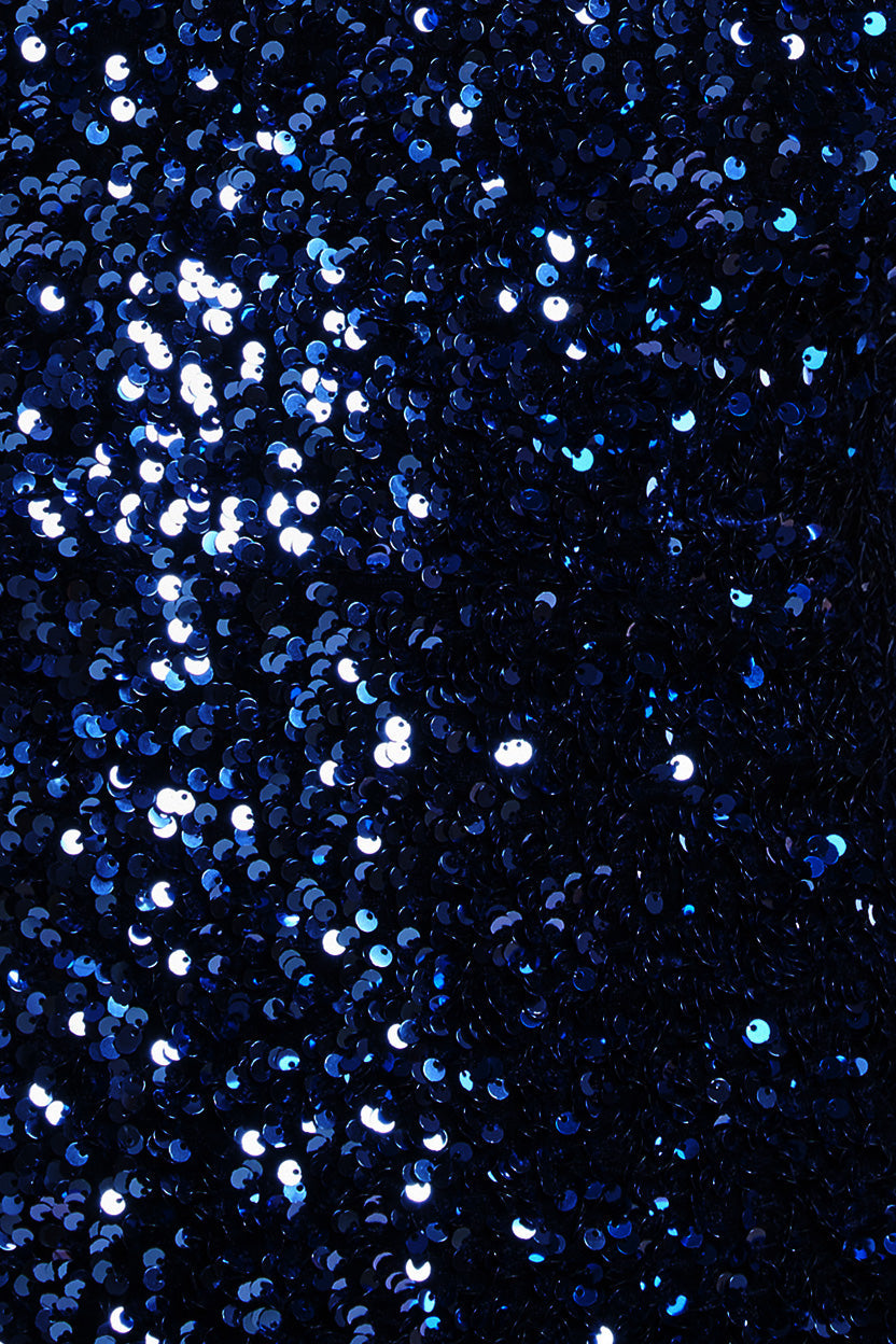 Goddiva Sequin Velvet Bardot Evening Maxi Dress - Midnight Blue