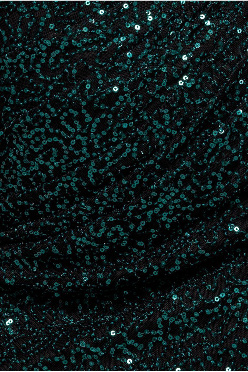 Goddiva Sequin Cowl One Shoulder Midi Dress - Emerald Green