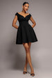 Goddiva Corset Fit & Flare Mini Dress - Black