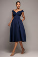 Goddiva Corset Fit & Flare Midi Dress - Navy
