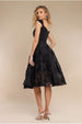 Goddiva Scuba & Textured Chiffon A Line Midi Dress - Black