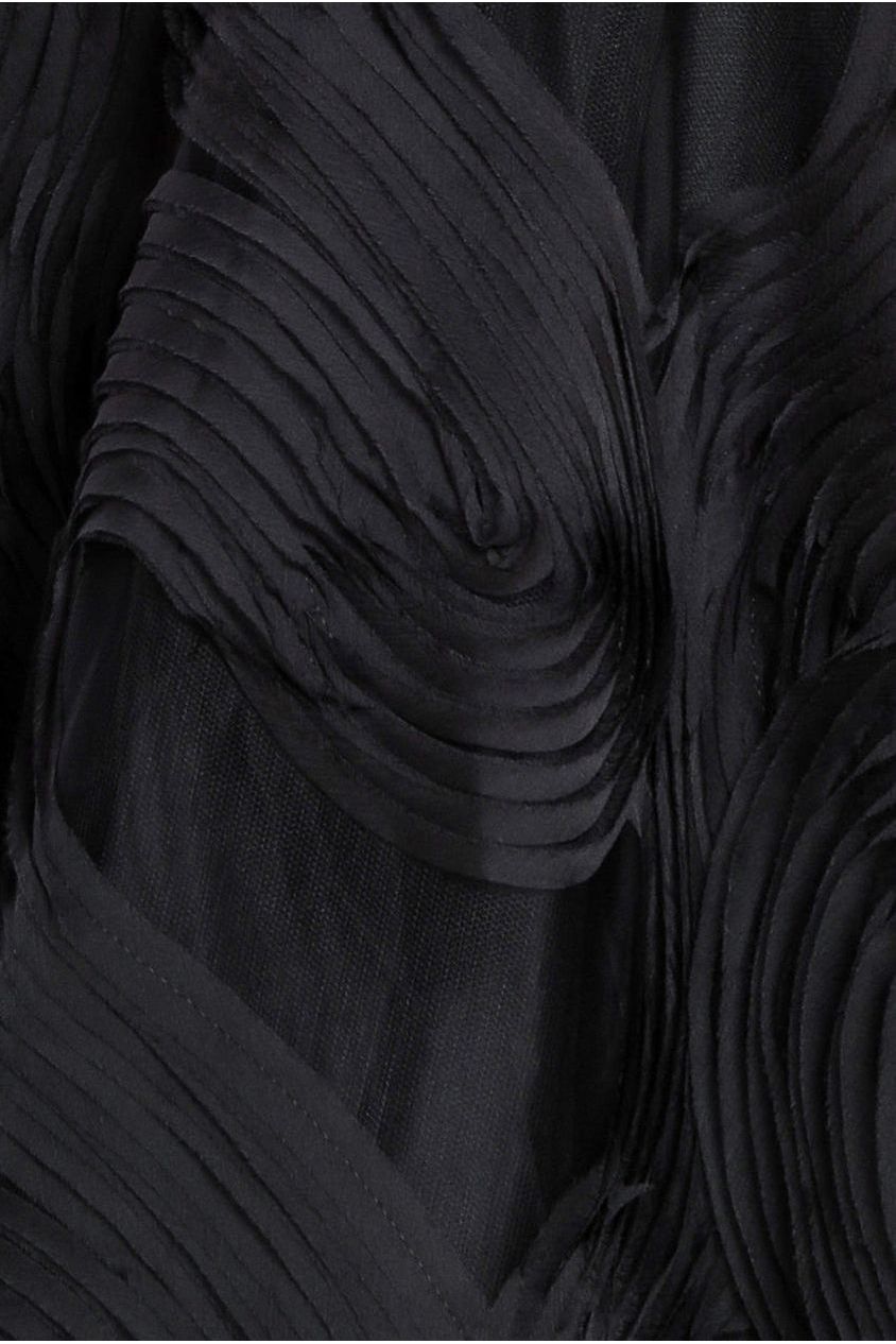 Goddiva Scuba & Textured Chiffon A Line Midi Dress - Black