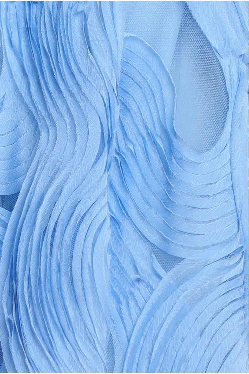 Goddiva Scuba & Textured Chiffon A Line Midi Dress - Blue