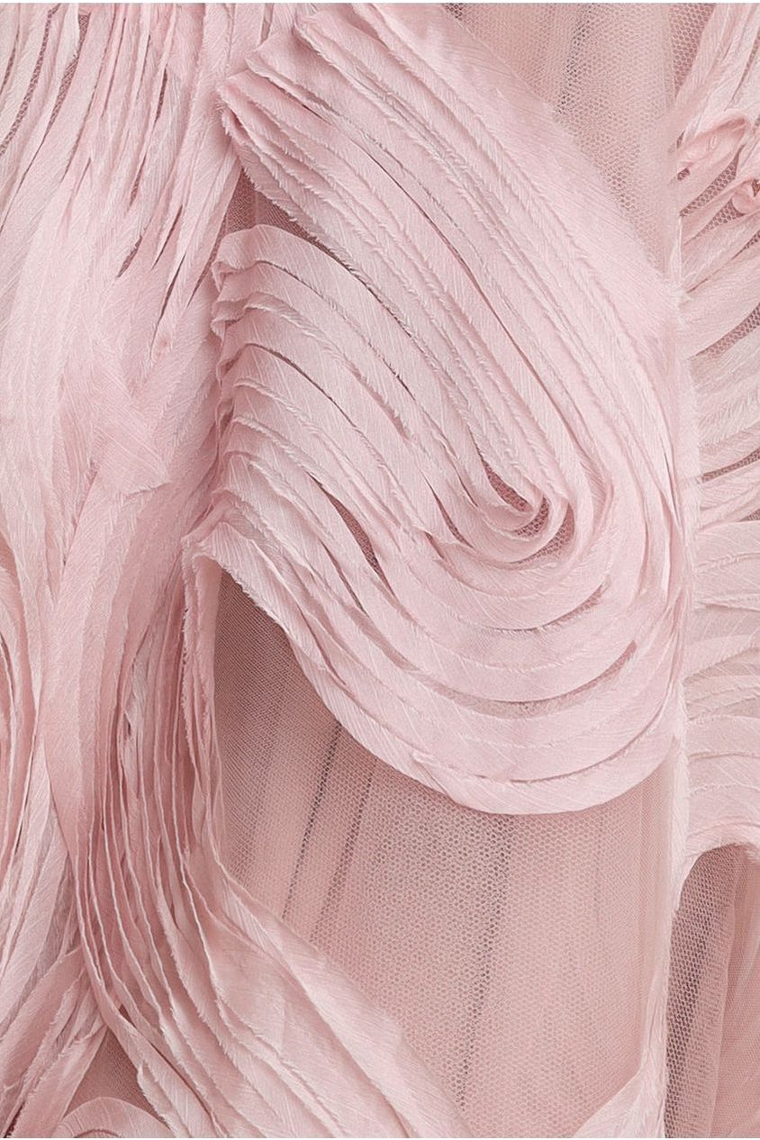 Goddiva Scuba & Textured Chiffon A Line Midi Dress - Blush Pink