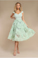 Goddiva Scuba & Textured Chiffon A Line Midi Dress - Sage Green