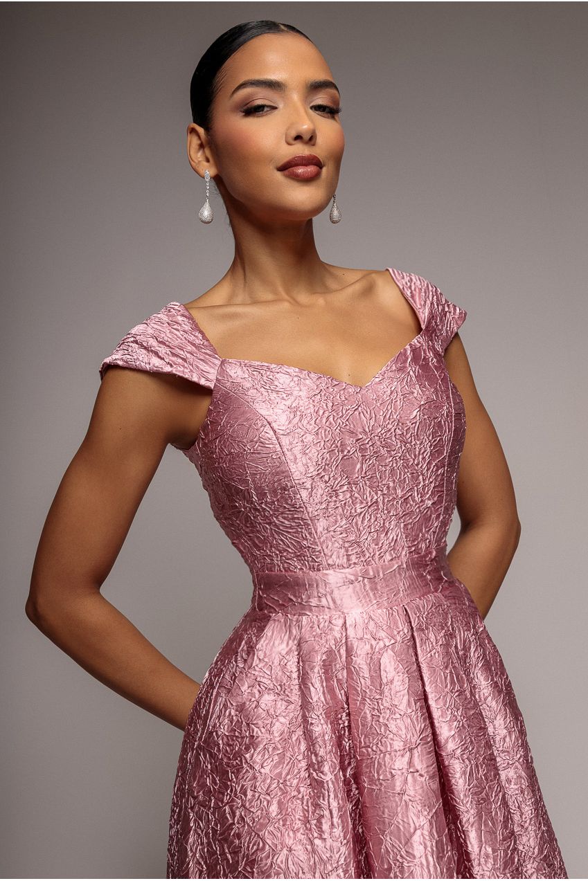 Goddiva Crushed Satin Sleeveless A Line Midi Dress - Blush Pink