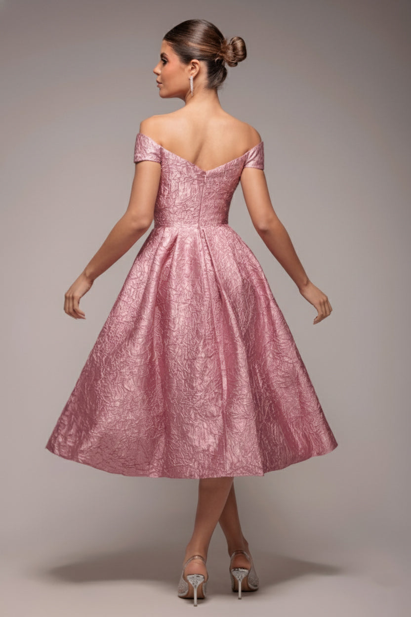 Goddiva Crushed Satin Sleeveless A Line Midi Dress - Blush Pink