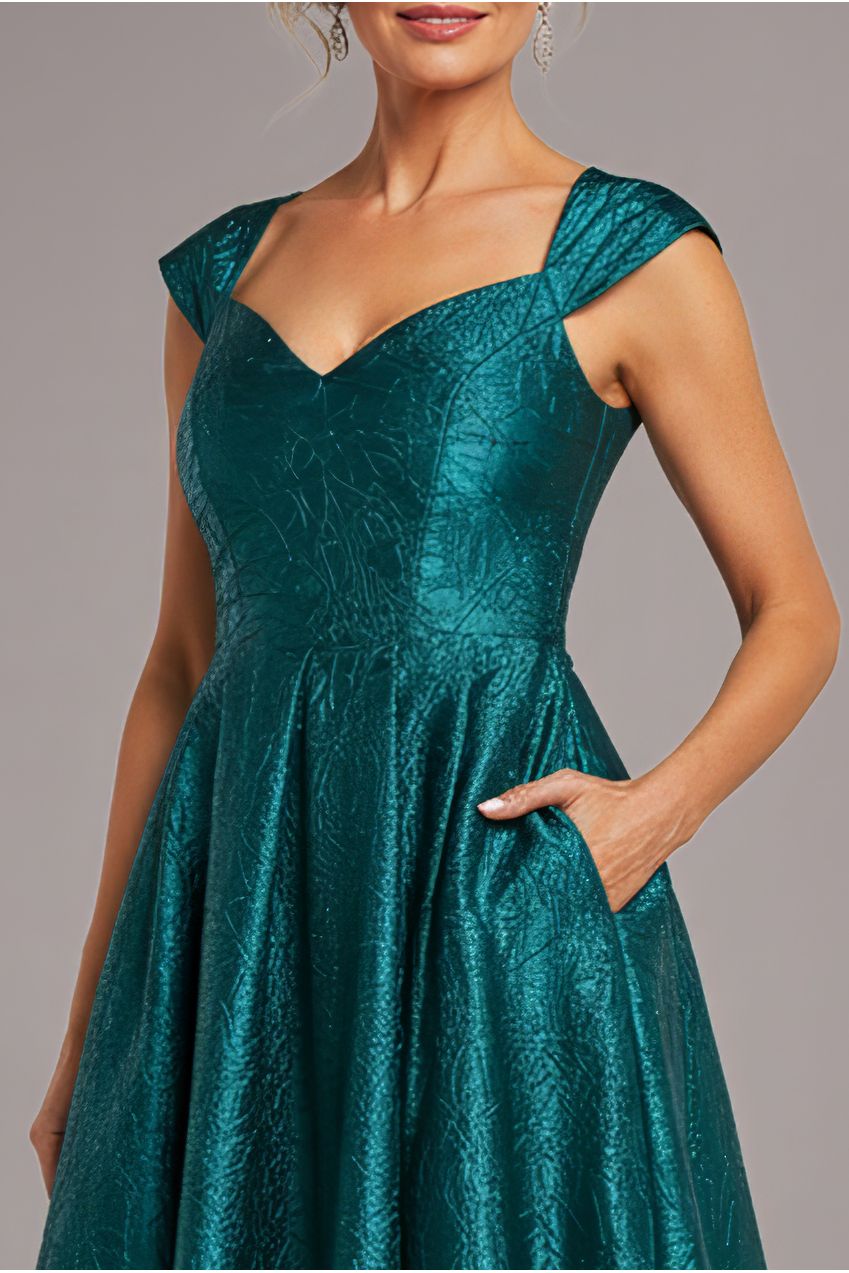 Goddiva Crushed Satin Sleeveless A Line Midi Dress - Emerald Green