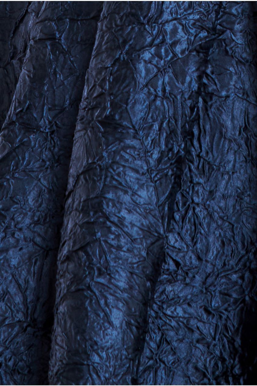 Goddiva Crushed Satin Sleeveless A Line Midi Dress - Navy Blue