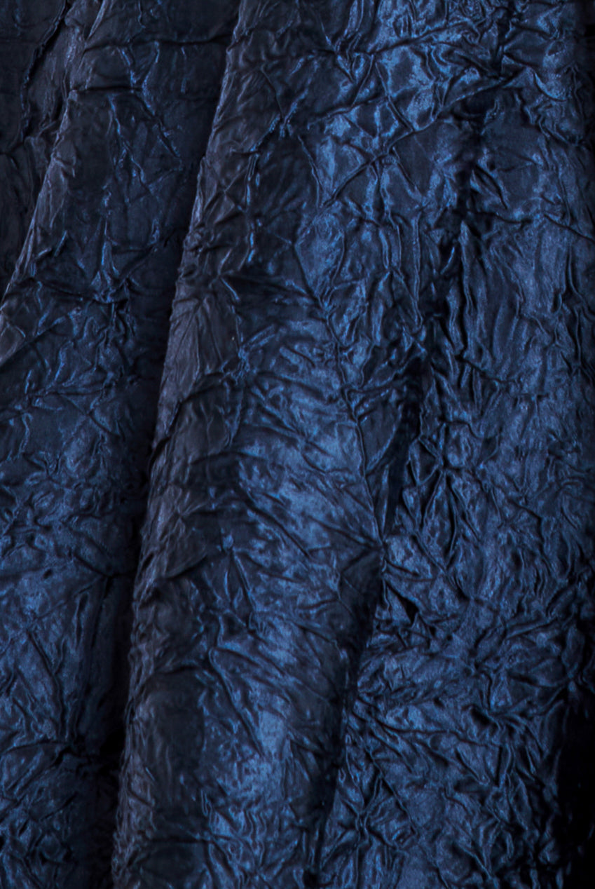 Goddiva Crushed Satin Sleeveless A Line Midi Dress - Navy Blue