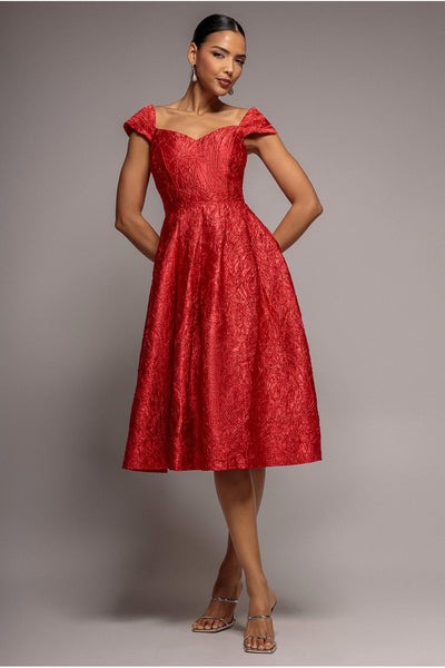 Goddiva Crushed Satin Sleeveless A Line Midi Dress