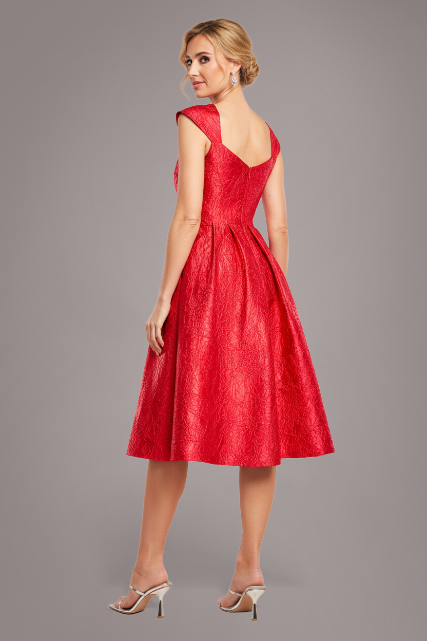 Goddiva Crushed Satin Sleeveless A Line Midi Dress - Red