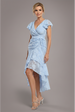 Goddiva Jacquard Chiffon Wrap High Low Midaxi Dress - Blue