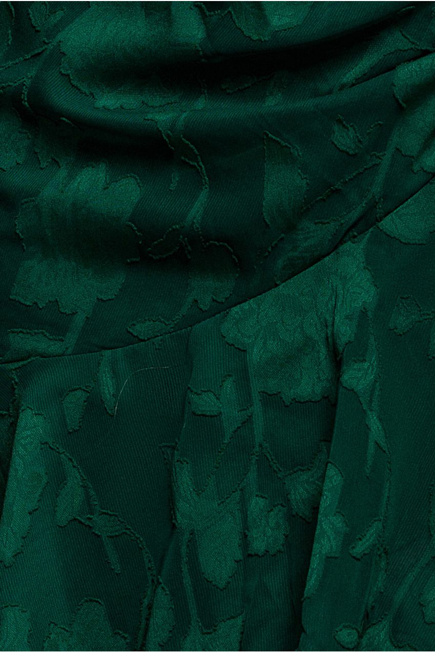 Goddiva Jacquard Chiffon Wrap High Low Midaxi Dress - Emerald Green