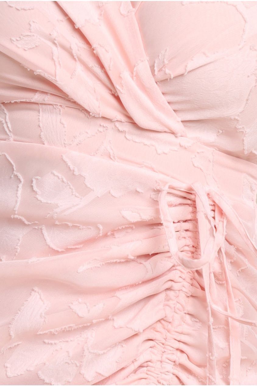 Goddiva Jacquard Chiffon Wrap High Low Midaxi Dress - Pink