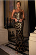 Goddiva Diamante Strap Fish Scale Sequin Maxi Dress - Gold