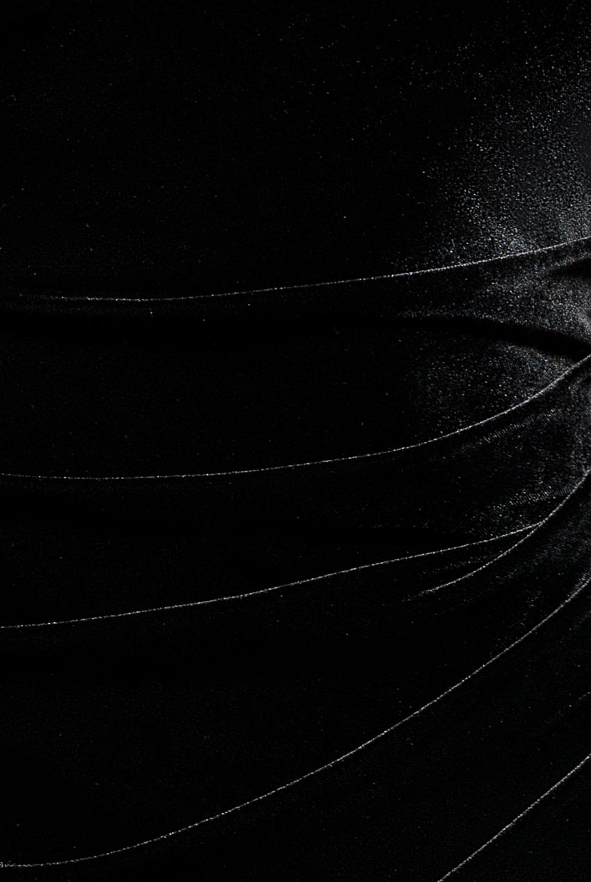 Goddiva One Shoulder Velvet Maxi Dress - Black