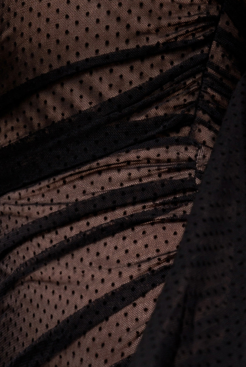 Goddiva Gathered One Sleeve Angel Wing Mermaid Maxi Dress - Black