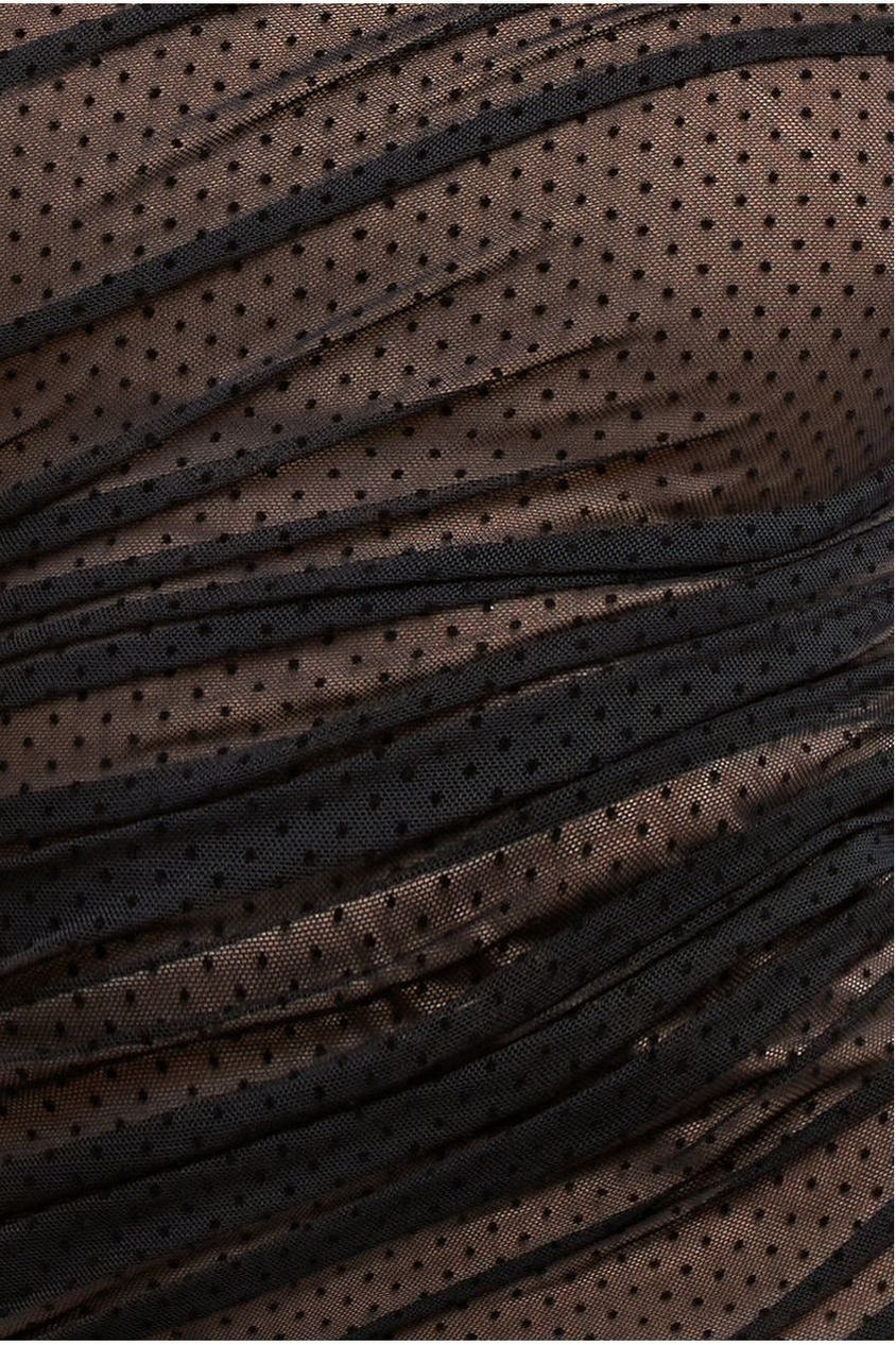 Goddiva Gathered One Sleeve Angel Wing Mermaid Maxi Dress - Black