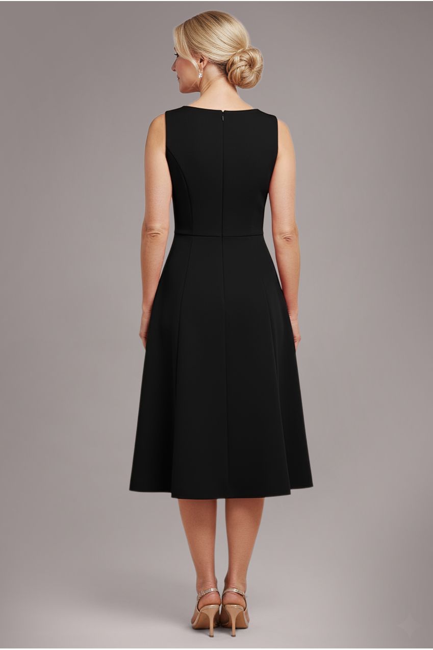 Goddiva Diamante Embellished Neck A-Line Midi Dress - Black