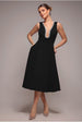 Goddiva Diamante Embellished Neck A-Line Midi Dress - Black
