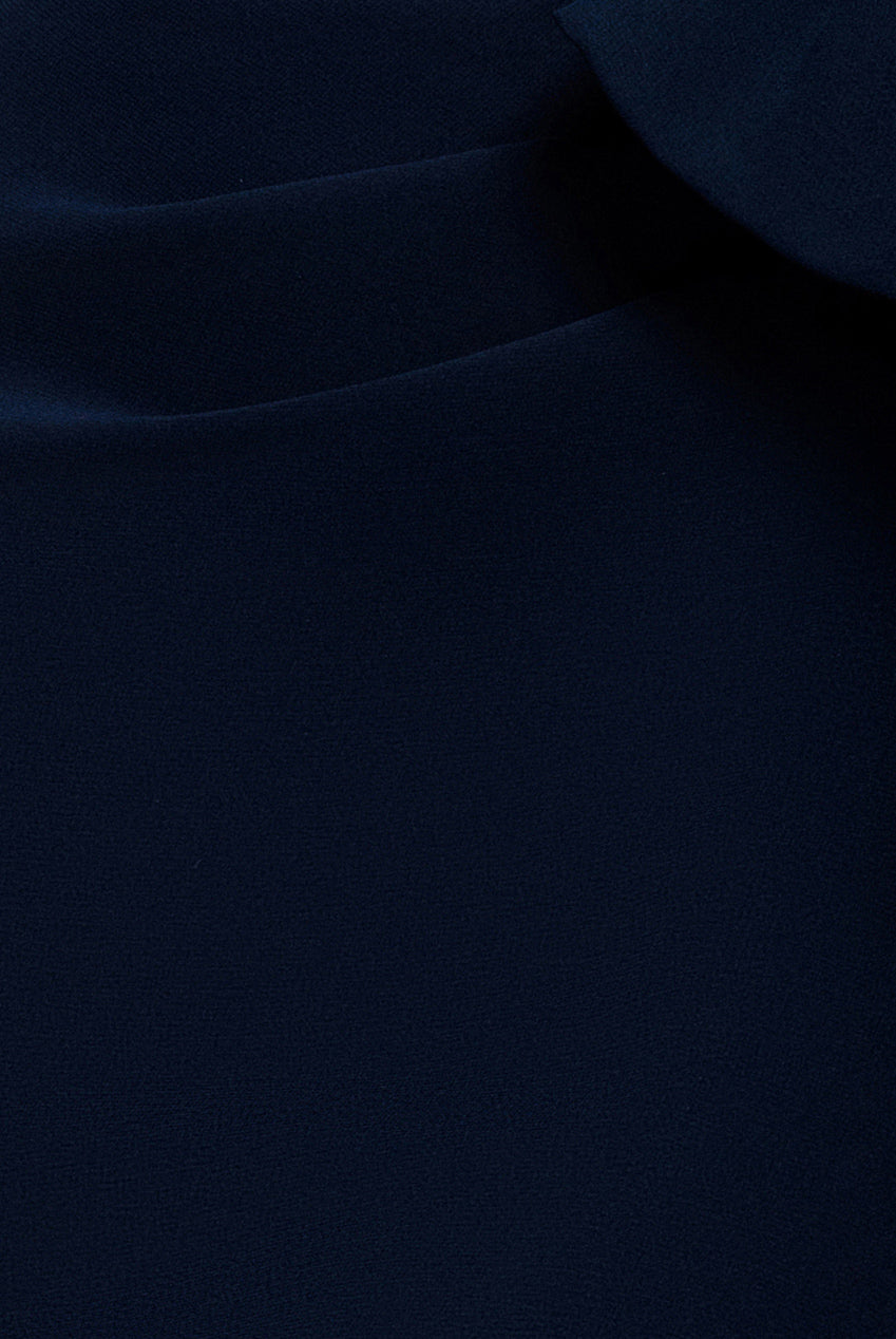 Goddiva One Shoulder Cowl With Bow Detail Maxi Dress - Navy Blue