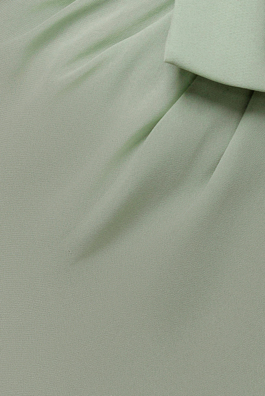 Goddiva One Shoulder Cowl With Bow Detail Maxi Dress - Sage Green