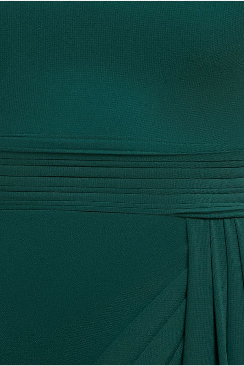 Goddiva Halterneck Thigh Split Chiffon Maxi Dress - Emerald Green