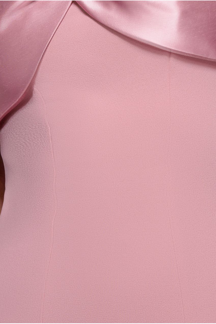 Goddiva Twist Knot Satin & Scuba Bardot High Low Midi Dress - Blush Pink